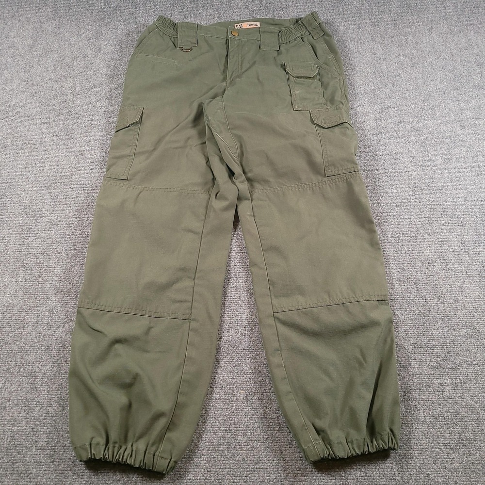 5.11 Tactical Pants Womens 12 Long Green Cargo Elastic Cuff Workwear Utility